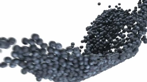 Blueberries Flowing on White Background