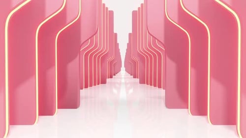 Seamless Abstract Tunnel Loop with Glowing Pink and Yellow Shapes