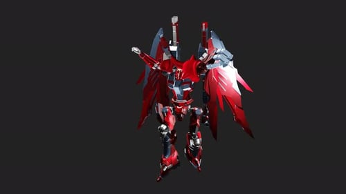 3D Futuristic Red Mech Robot Rotation Animation