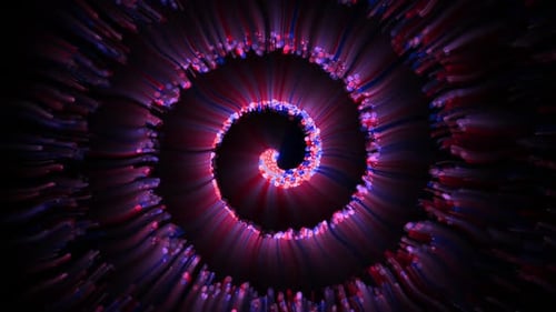 Abstract Red and Blue Glowing Particle Spiral Animation