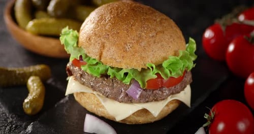Delicious Burger with Fresh Ingredients