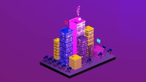City isometric with internet data as link