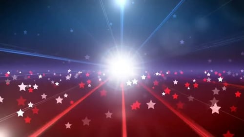 Fourth Of July Patriotic Stars And Light Rays Background