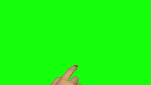 Isolierte Aufnahme einer weiblichen Hand auf einem Greenscreen bei Touchscreen-Gesten
