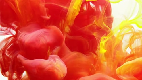 Vibrant Paint Clouds Blend in Abstract Underwater Motion