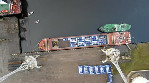Cargo ship aerial view