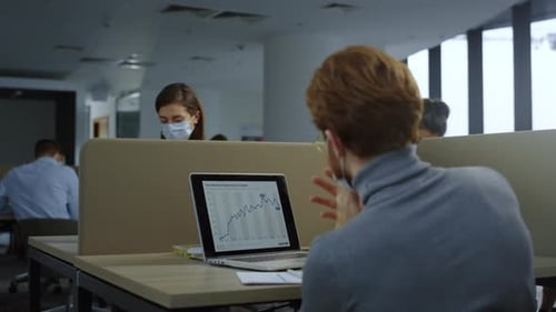 Modern Office Workers Using Computers at Desks