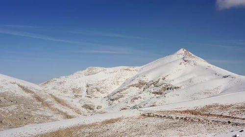 Drone Video of a Mountain Landscape in Early Winter