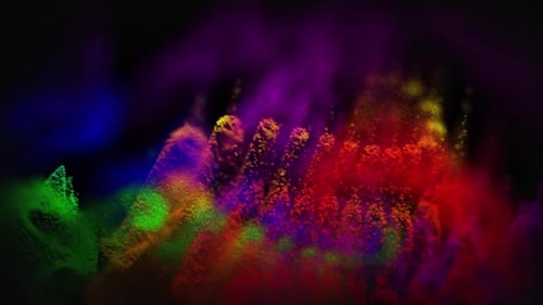 Paysage lumineux animé de particules