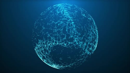 Futuristic Spinning Plexus Global Network Sphere Background Loop