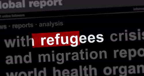 Headline news titles media with Refugees migration crisis