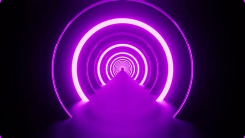Purple Neon Ring Space Travel Background Tunnel Vj Loop 4K