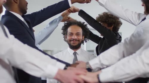Businesspeople Playing Team Building Game