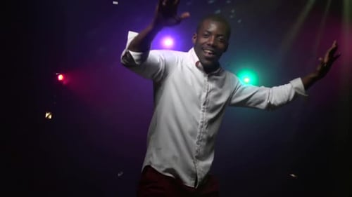 Young African-American Man Is Dancing and Having Fun, Slow Motion