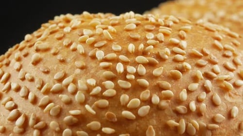 Close Up of Two Burger Buns with Sesame