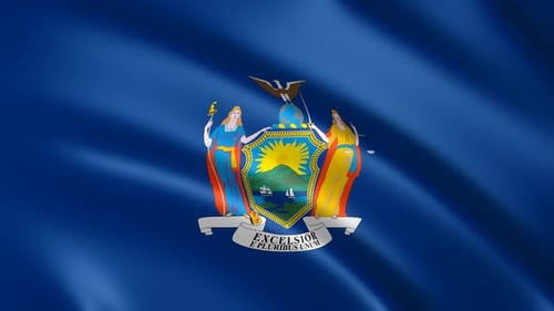 New York State Flag Waving Animation with Seal
