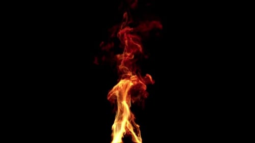 Realistic Rising Fire Plume on Black Background