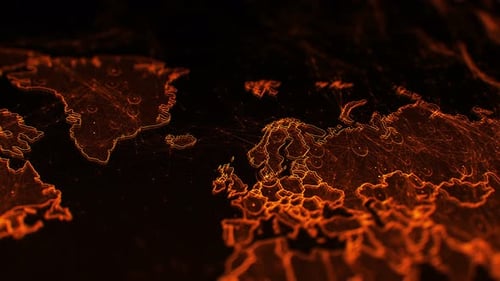 Glowing Digital World Map Technology Network Animation