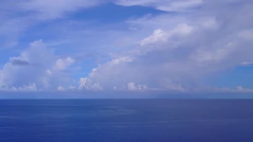 Drone aerial sky of coastline beach by lagoon and sand background