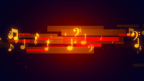 Flowing Glowing Musical Notes Animated Background