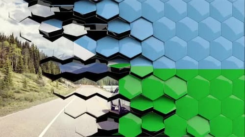 Djibouti Flag Hexagon Transition - 4K Resolution