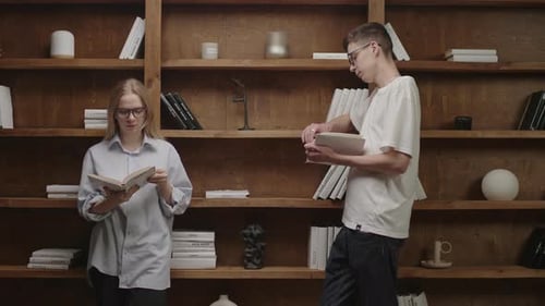 20s Students Reading Books at the Library