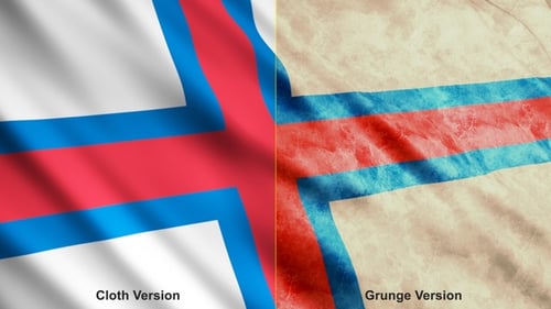 Faroe Islands Flag Waving Loop Clean and Grunge Versions