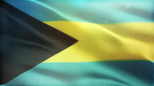 Waving Bahamas National Flag Loop with Fabric Texture