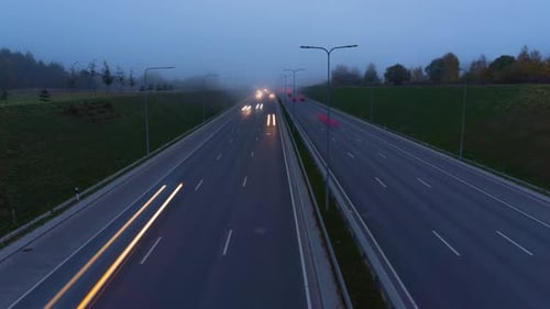 Morning traffic on the highway, time-lapse