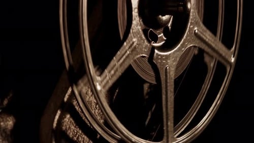 Film Reel Rotating with Sepia Tone Effect