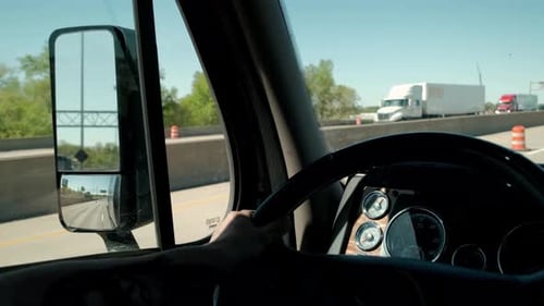Truck Driver Rides to Destination Cargo