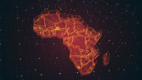 Digital Africa Map with Connecting Data Lines Animation