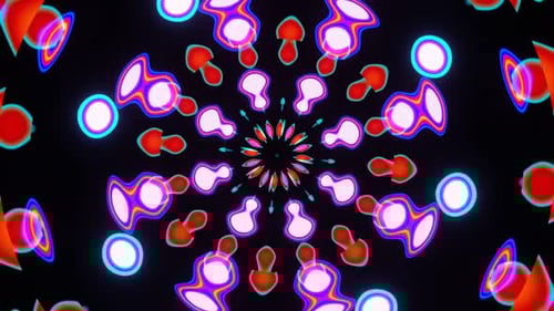 Animação de transbordamentos multicoloridos de raios pulsantes 02