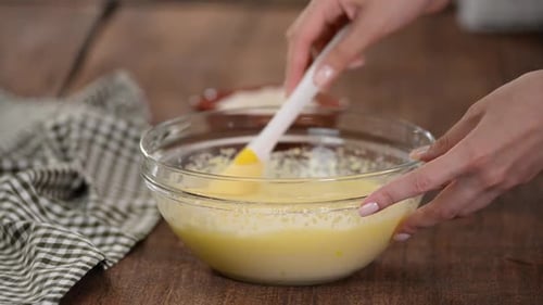 Preparing Batter at Home for Baking Dessert