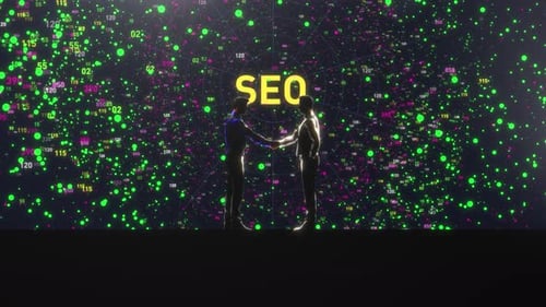 Digital Handshake with SEO Text for Business Technology