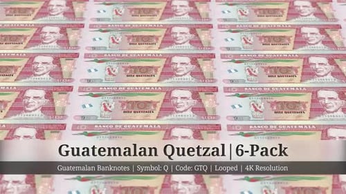Guatemalan Quetzal | Guatemala Currency - 6 Pack | 4K Resolution | Looped