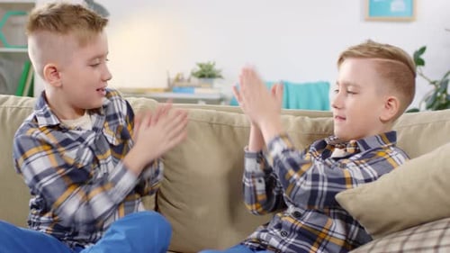 Twin Boys Playing Clapping Game
