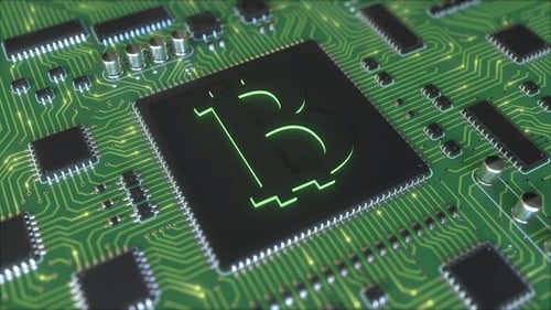 Chipsatz mit Bitcoin-BTC-Symbol