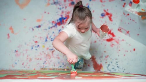 Child Painting in an Art Studio