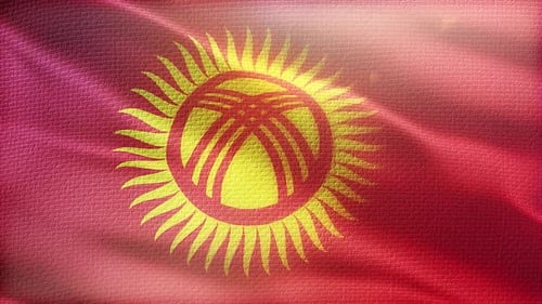 Kyrgyzstan Flag Waving Animation with Fabric Texture