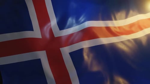 Iceland National Flag Waving Seamless Loop