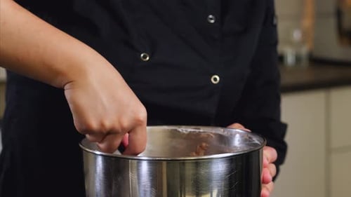 Stirring Chocolate Batter With Spatula