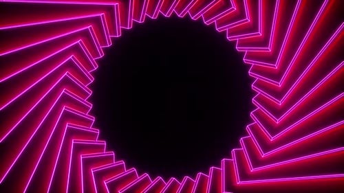 Circle Of Abstract Neon Surfaces
