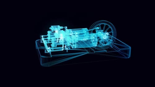 Twin Steam Engines In Factory Layout Hologram Rotating Hd