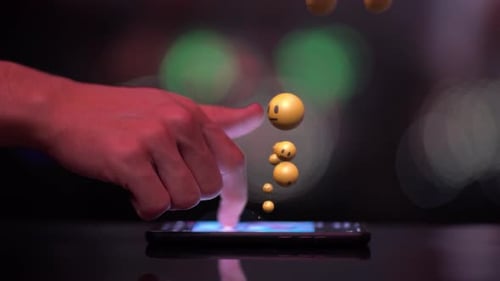 Finger Tapping Phone Generates Rising 3D Emoji Reactions