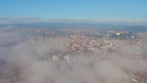 Aerial view of clouds over Cluj-Napoca city