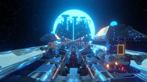 Futuristic Neon Space City Journey Loop