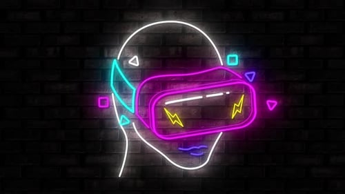 Neon-Gaming-Symbole auf schwarzem Hintergrund 4k