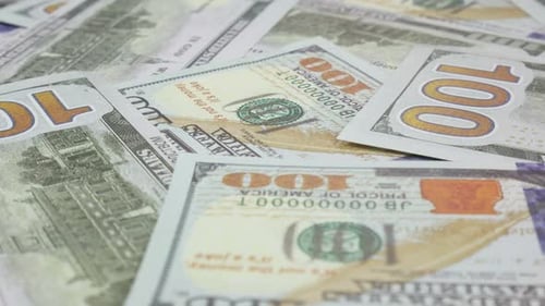 Pile of One Hundred Dollar Bills Close Up