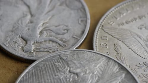 Macro View of Vintage Silver Coins